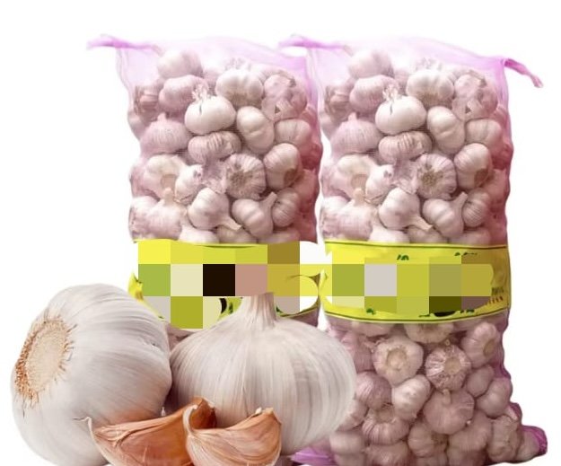 Saco de ajos frescos